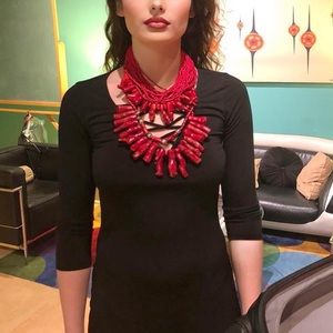 Red coral custom made layered necklace